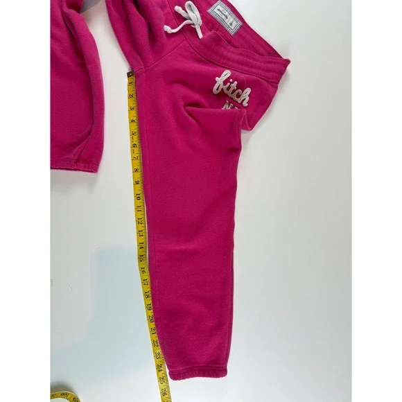 Abercrombie Kids Pink Fitch NY Logo Jogger Sweatpants Girls Size L Large - Picture 5 of 5